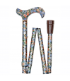 Canne de marche pliante réglable motif floral bleu et orange Canne de marche pliante réglable motif floral bleu et orange