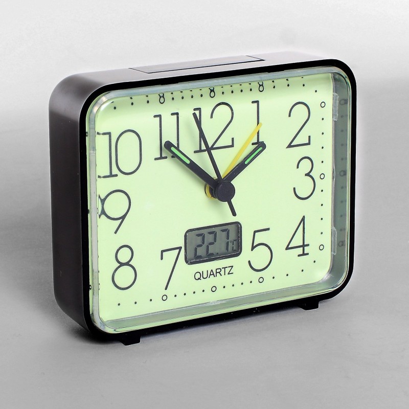 Réveil phosphorescent senior cadran vert lumineux nuit thermomètre quartz affichage température — Couleur Senior