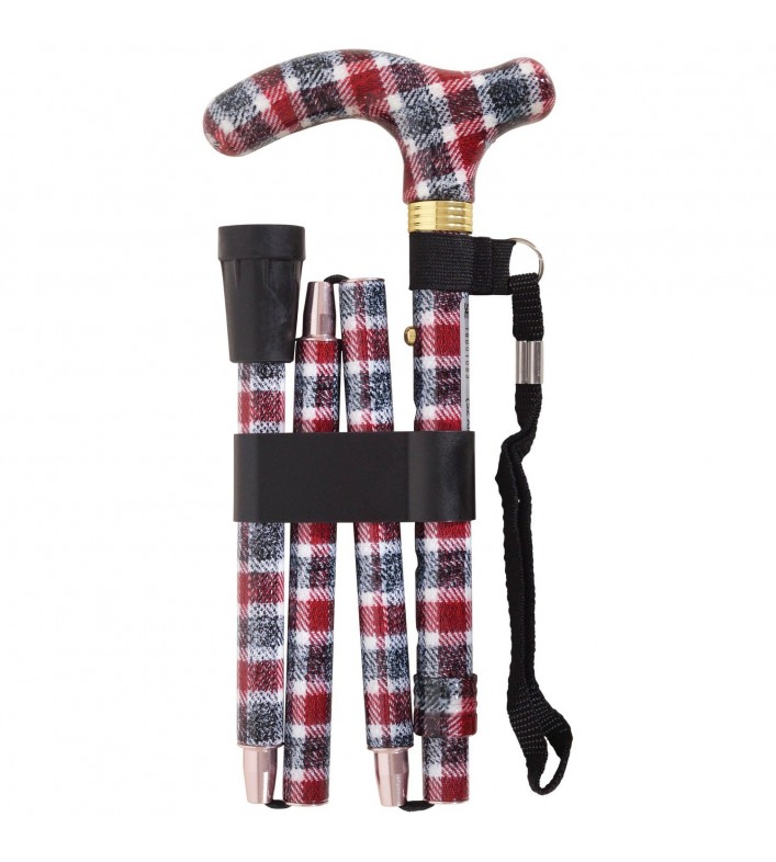 Canne de marche pliante réglable Tartan écossais Canne de marche pliante réglable Tartan écossais
