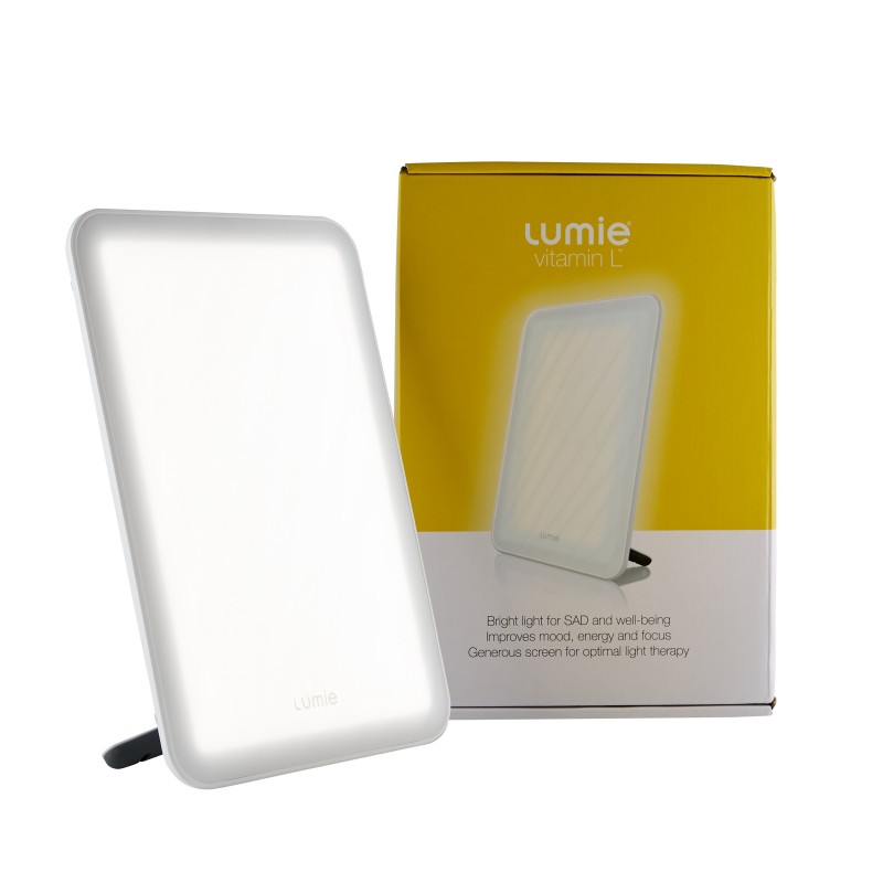Lampe luminothérapie Lumie Vitamin L position horizontale lumière blanche LED 18 watts CouleurSenior