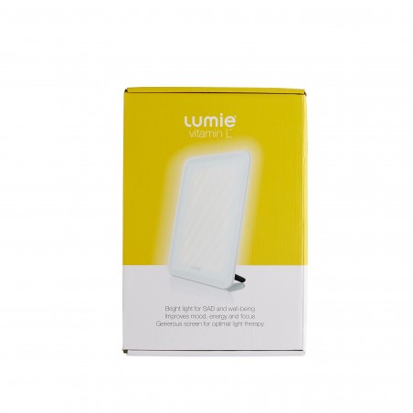 Lampe luminothérapie Lumie Vitamin L blanche emballage blues hivernaux énergie senior CouleurSenior
