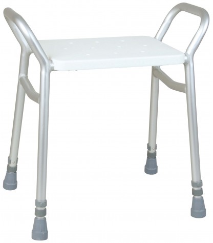 Tabouret douche poignées Days aluminium blanc réglable hauteur sécurité senior PMR fond blanc CouleurSenior