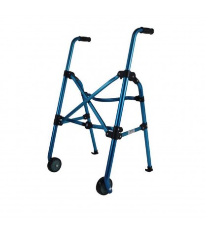 Déambulateur 2 roues Neo Compact bleu aluminium pliable avec poignées réglables