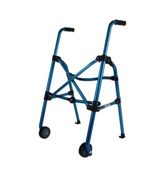 Déambulateur 2 roues Neo Compact bleu aluminium pliable avec poignées réglables