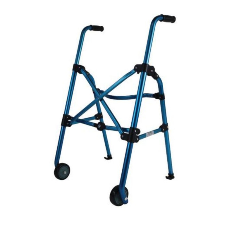 Déambulateur 2 roues Neo Compact bleu aluminium pliable avec poignées réglables