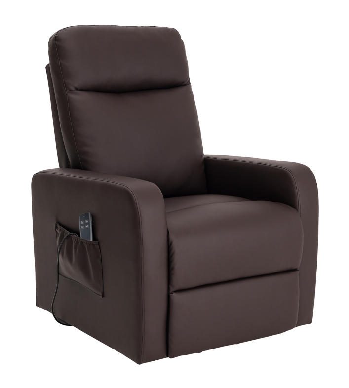 Fauteuil releveur Mint - 1 moteur couleur chocolat, reclinable pour se reposer et inclinable pour se lever.