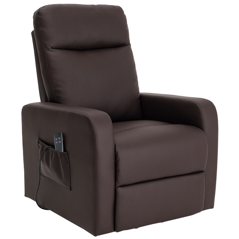 Fauteuil releveur Mint - 1 moteur couleur chocolat, reclinable pour se reposer et inclinable pour se lever.
