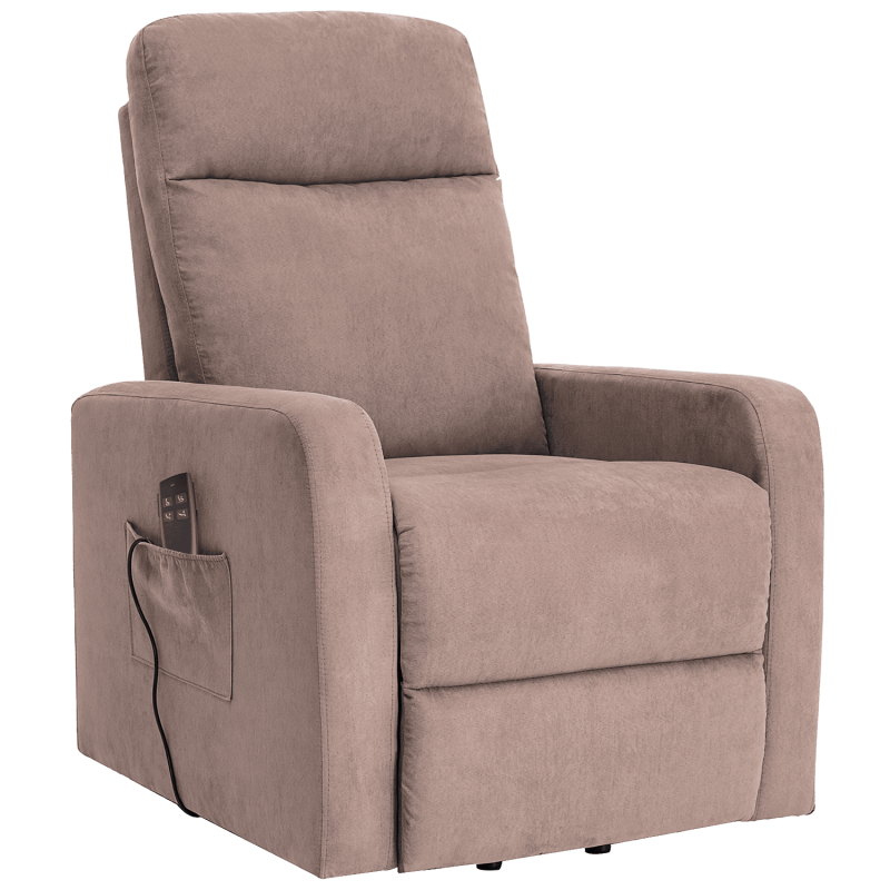 Fauteuil releveur Mint - 1 moteur, couleur taupe, inclinable pour se relever, supportant 125 kg.