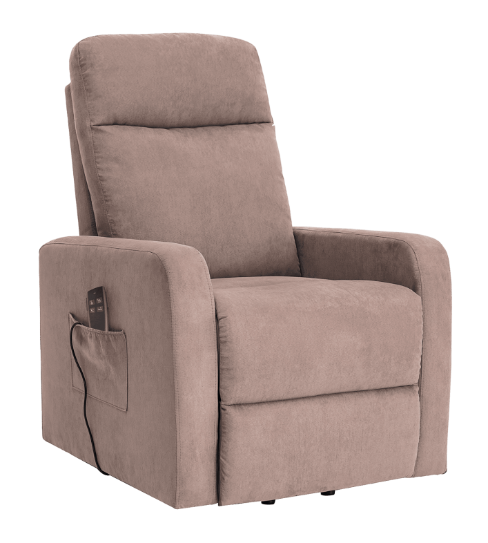 Fauteuil releveur Mint - 2 moteurs, couleur taupe, inclinable pour se relever, modèle classique.
