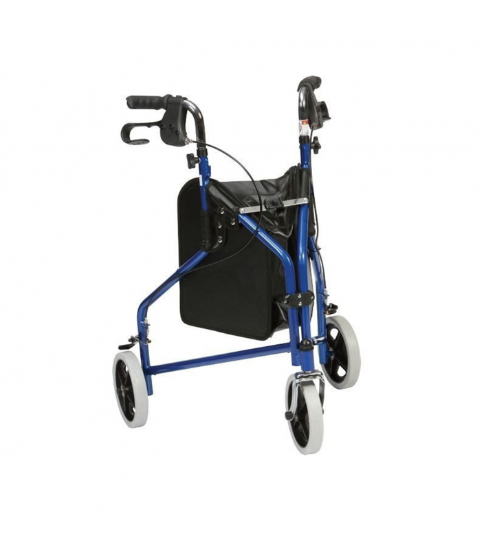 Rollator pliant à 3 roues Delta de face. Modèle remboursable par la Sécurité sociale.