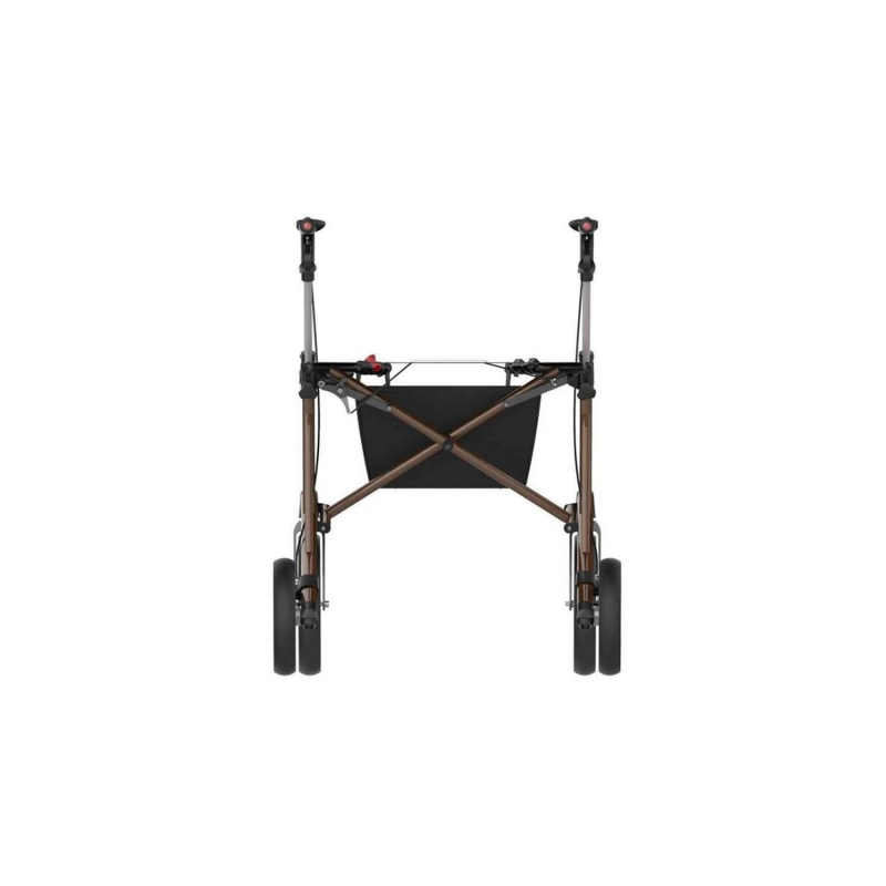 Le rollator extérieur robuste en aluminium, de couleur moka, supporte des personnes de 199 kg.