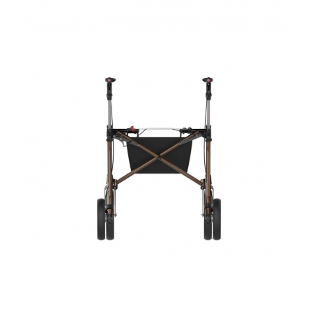 Le rollator extérieur robuste en aluminium, de couleur moka, supporte des personnes de 199 kg.