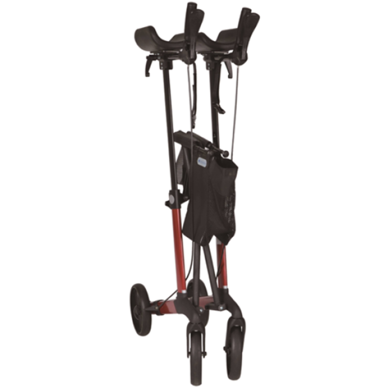 Rollator Rehasense plié pour le transport. Équipement premium remboursable par la Sécu.