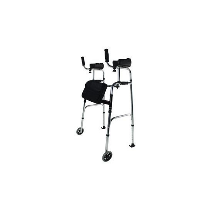 Cadre de marche appuis brachiaux aluminium blanc roulettes avant patins arrière vue profil senior CouleurSenior