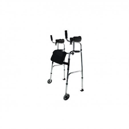Cadre de marche appuis brachiaux aluminium blanc roulettes avant patins arrière vue profil senior CouleurSenior