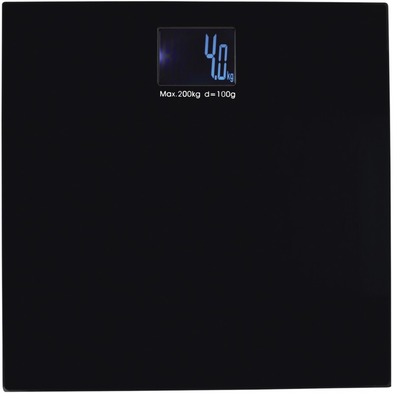 Gros plan sur écran numérique du pèse-personne parlant noir verre 300x300mm grand écran LCD senior