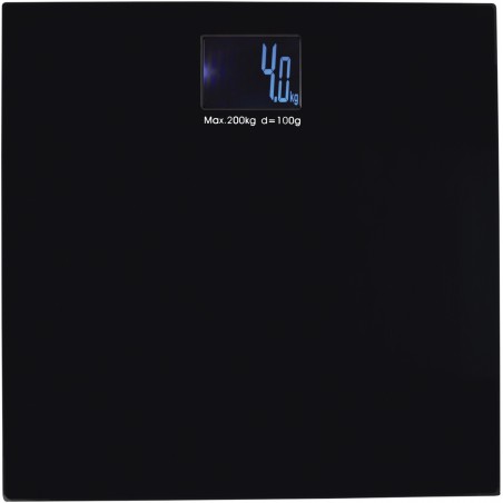 Gros plan sur écran numérique du pèse-personne parlant noir verre 300x300mm grand écran LCD senior