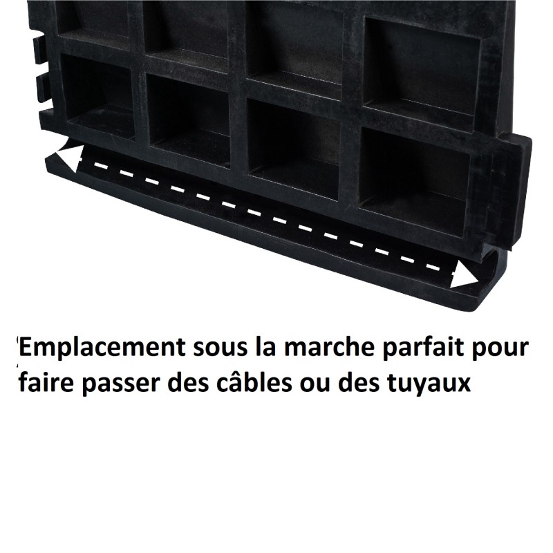 Surface antidérapante des rampes de 10 cm. Sécurité maximale pour les roues des rollators.