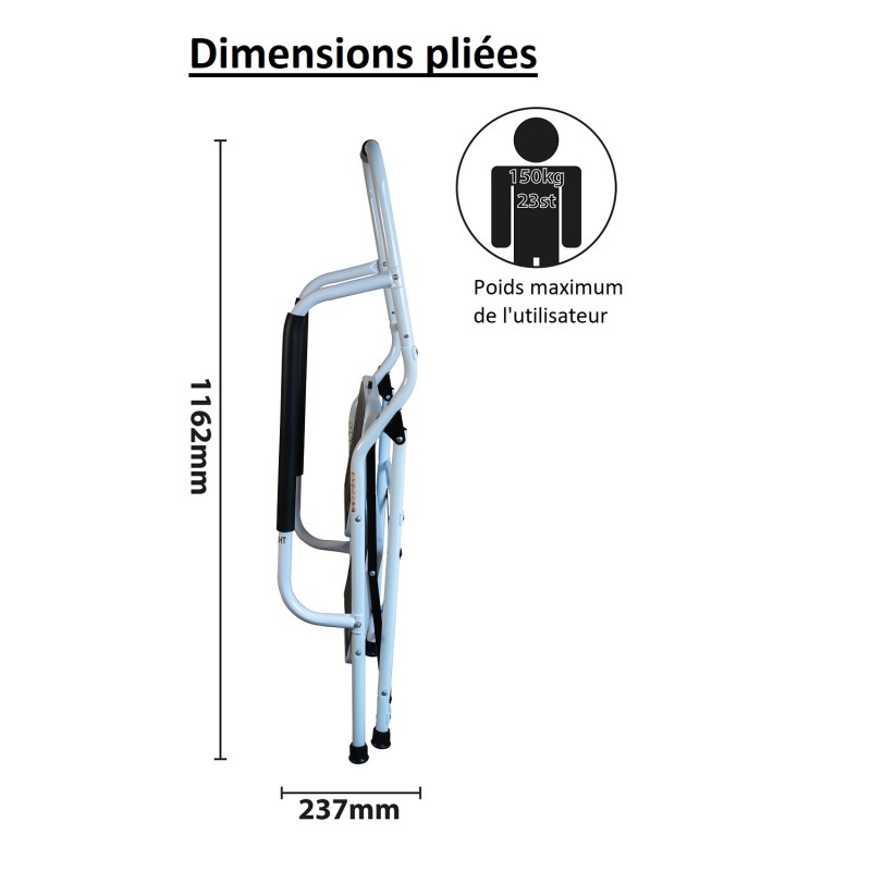 Dimension du marchepied qui se plie et se range trés facilement comme un escabeau