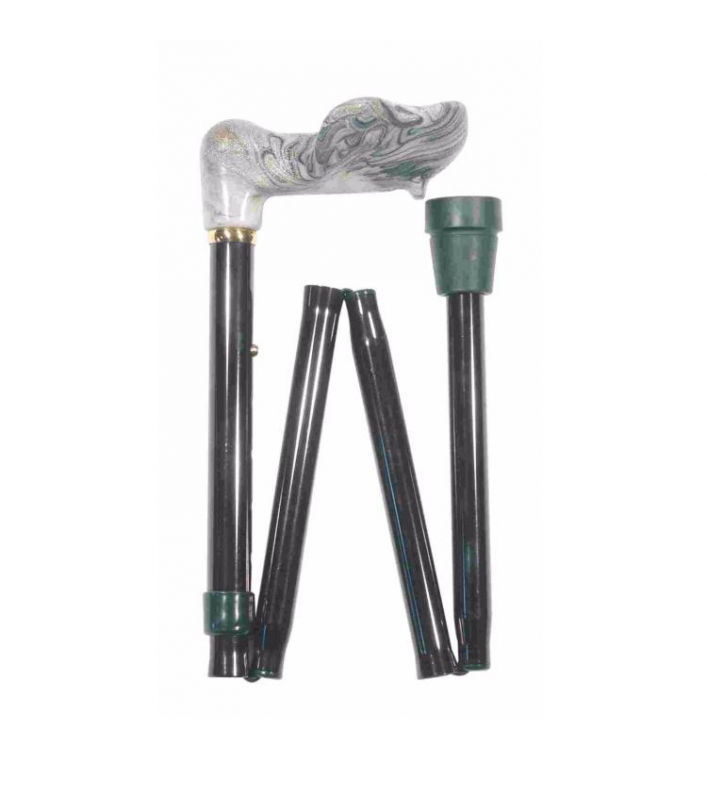 Canne Orthopédique Pliante Noire - Effet Marbré