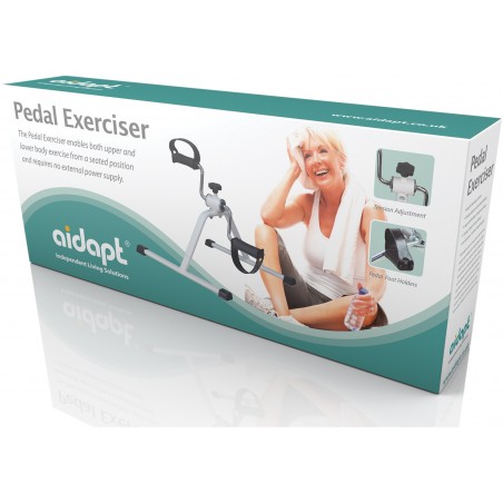 Emballage Senior utilisant pédalier exercice réglable blanc assis fauteuil rééducation jambes bras domicile CouleurSenior