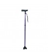 Canne de marche pour femme style tripode, stabilicane pliable et réglable, couleur violette.