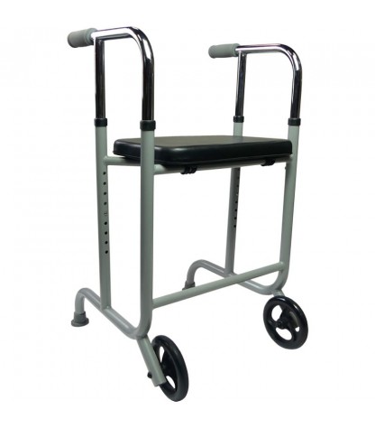 Cadre de marche Strong acier 2 roues avant fixes réglable 74 à 95 cm personnes fortes XXL CouleurSenior