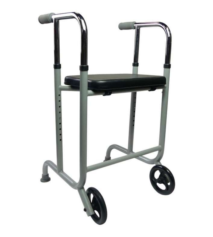Cadre de marche Strong acier 2 roues avant fixes réglable 74 à 95 cm personnes fortes XXL CouleurSenior
