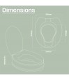Dimensions réhausseur WC 10 cm TPR souple charge 190 kg fixation brackets standard couleur senior