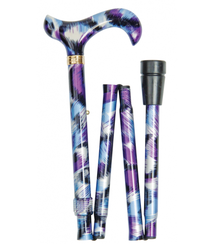 Canne pliante réglable motif artistique violet – Élégante et légère