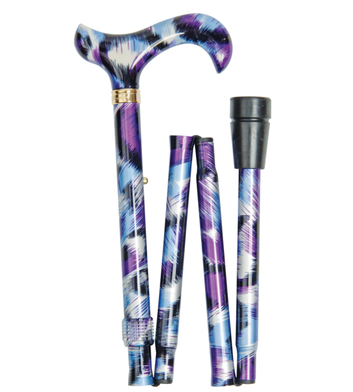 Canne pliante réglable motif artistique violet – Élégante et légère