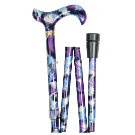 Canne pliante réglable motif artistique violet – Élégante et légère