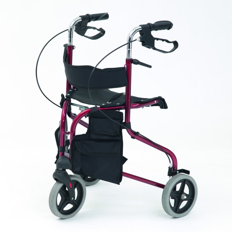 Maniabilité des 3 roues du rollator Identités. Aide à la marche remboursable par la Sécu.