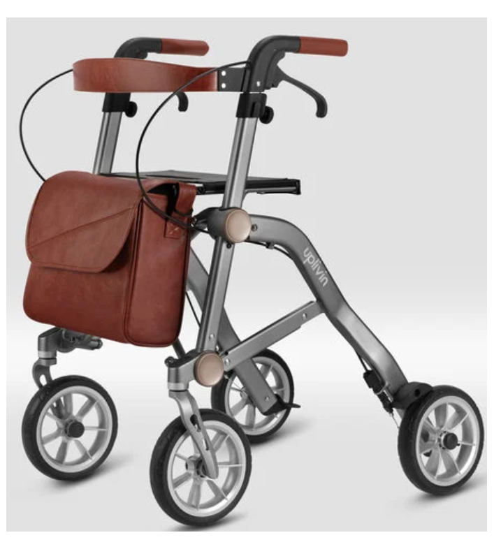 Déambulateur Trive 4 roues Uplivin – Léger, pliant double, avec sac et porte-canne