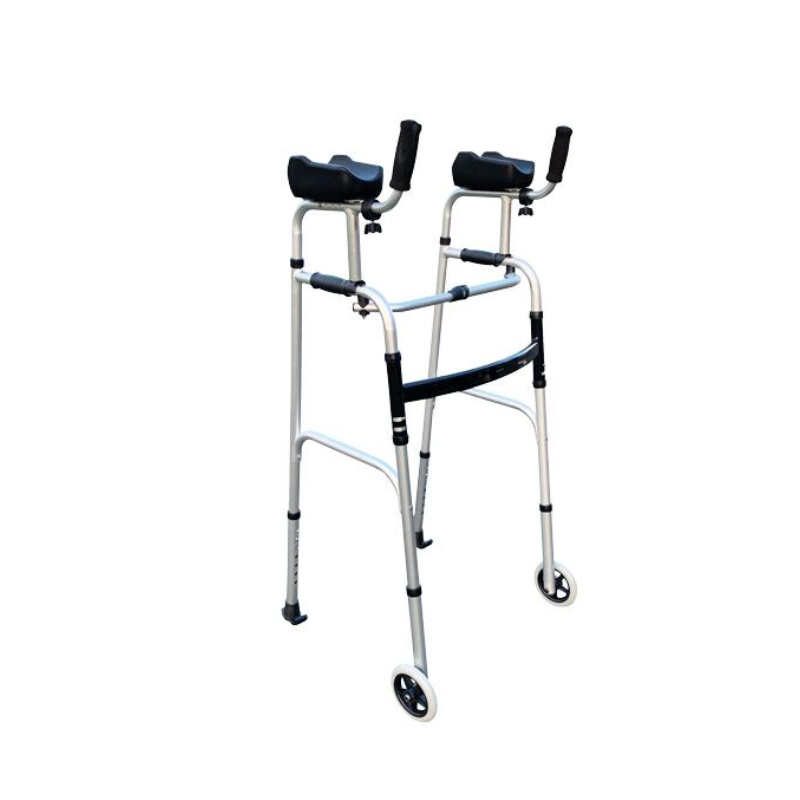 Cadre de marche appuis brachiaux blanc aluminium pliant réglable 96 à 112 cm senior fond blanc CouleurSenior