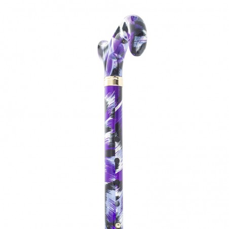 Canne pliante réglable motif artistique violet – Élégante et légère