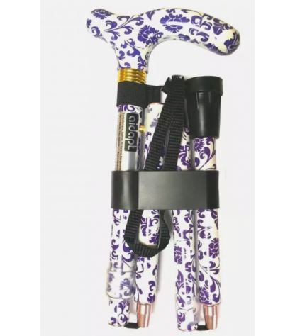 Canne de marche pliante réglable cachemire violette