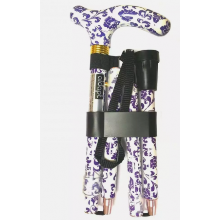 Canne de marche pliante réglable cachemire violette