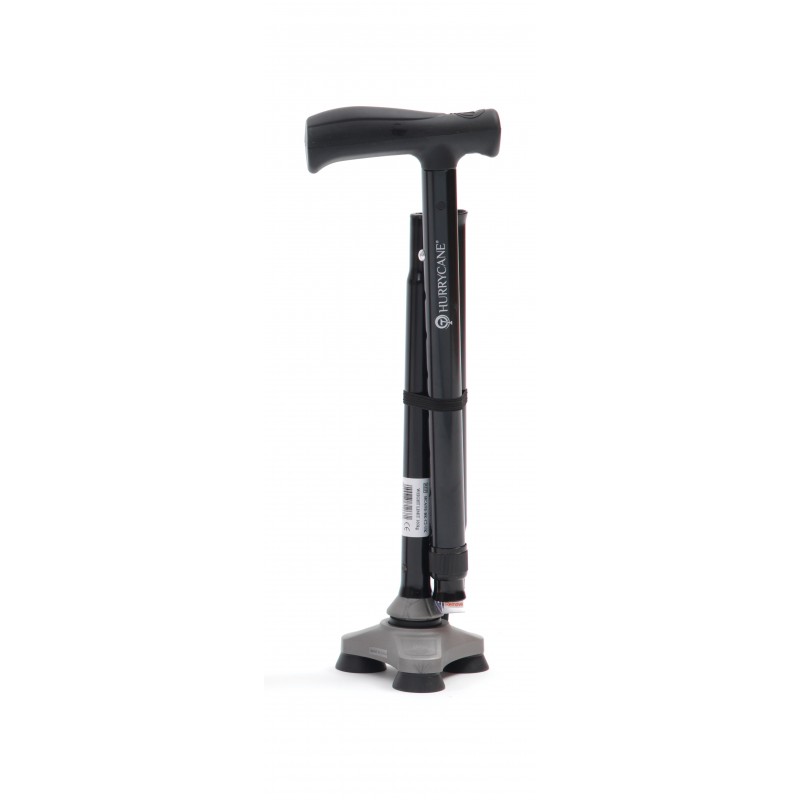 Canne de marche pliante Hurrycane à base large : une aide parfaite pour la mobilité active.