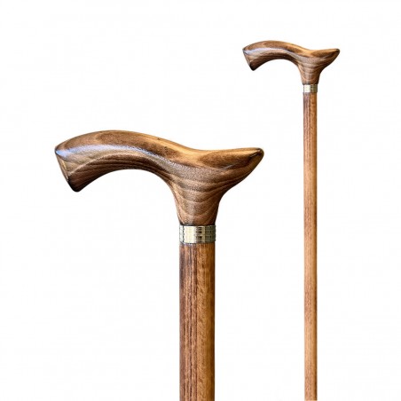 Canne de marche artisanale et élégante en bois de hêtre naturel