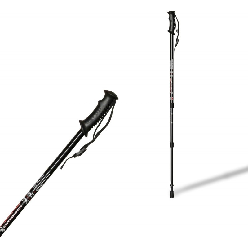 Bâton de marche ou randonnée trekking noir réglable en aluminium