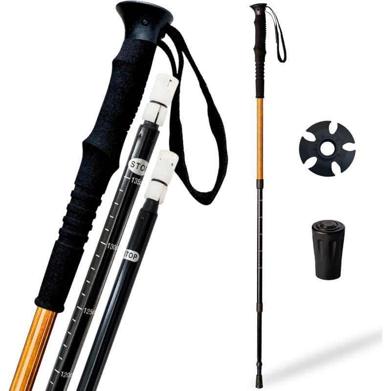 Bâton de marche ou randonnée trekking pliable et réglable en aluminium imitation bois