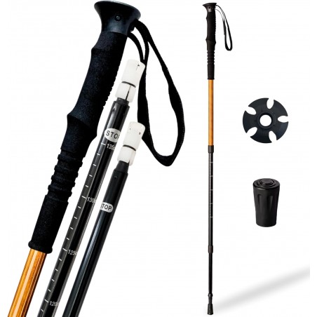 Bâton de marche ou randonnée trekking pliable et réglable en aluminium imitation bois