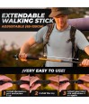 Bâton de marche ou randonnée trekking pliable et réglable en aluminium imitation bois