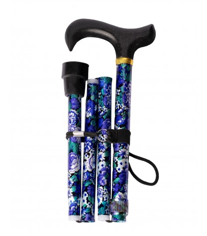 Canne de marche pliable en aluminium motif fleurs