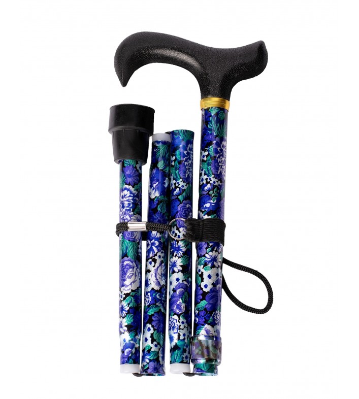 Canne de marche pliable en aluminium motif fleurs