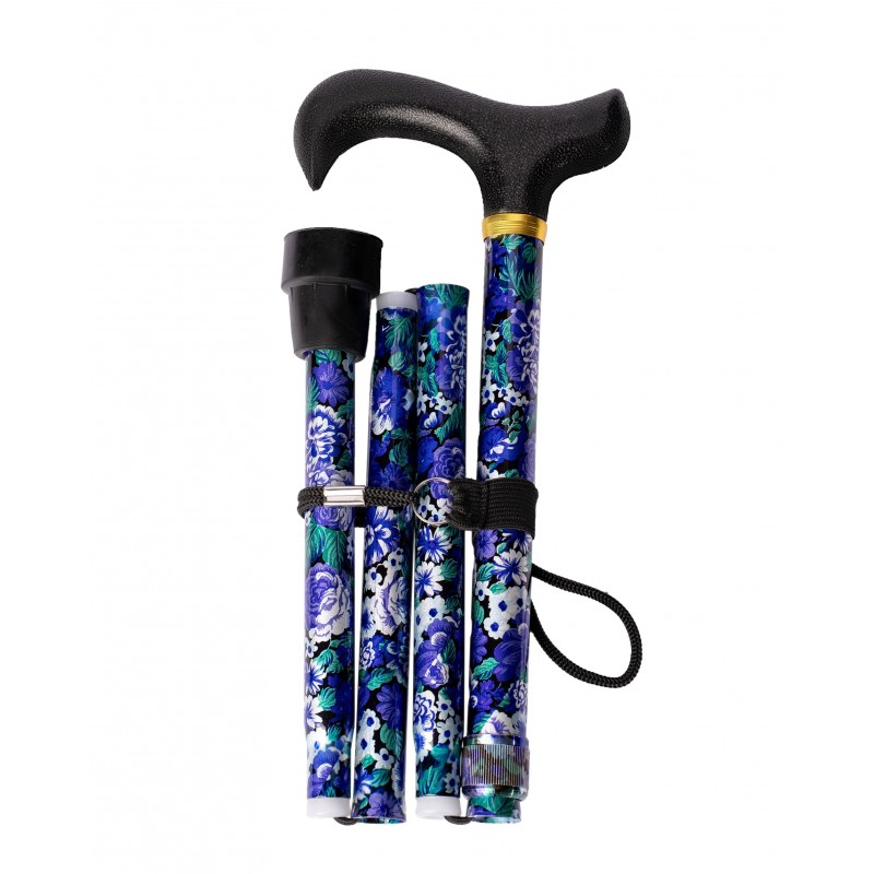 Canne de marche pliable en aluminium motif fleurs