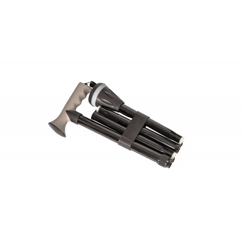 Canne de marche pliable en aluminium noire avec poignée ergonomique Soft Touch, remboursable.