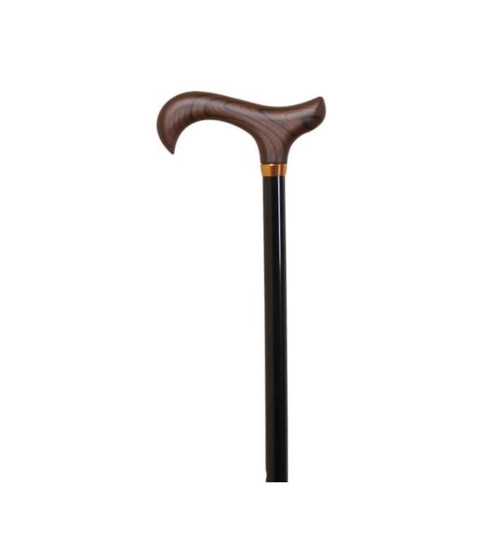 Canne de Marche Réglable Noire avec Poignée ergonomique marron