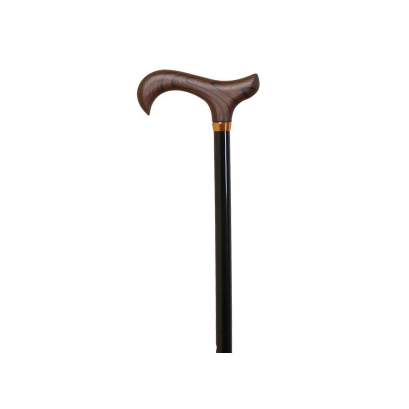 Canne de Marche Réglable Noire avec Poignée ergonomique marron